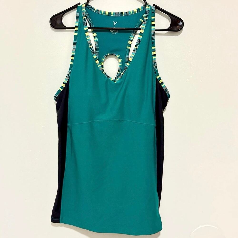 Old Navy Active Womens XL Teal Racerback Tank Top Built In Bra Athletic Yoga